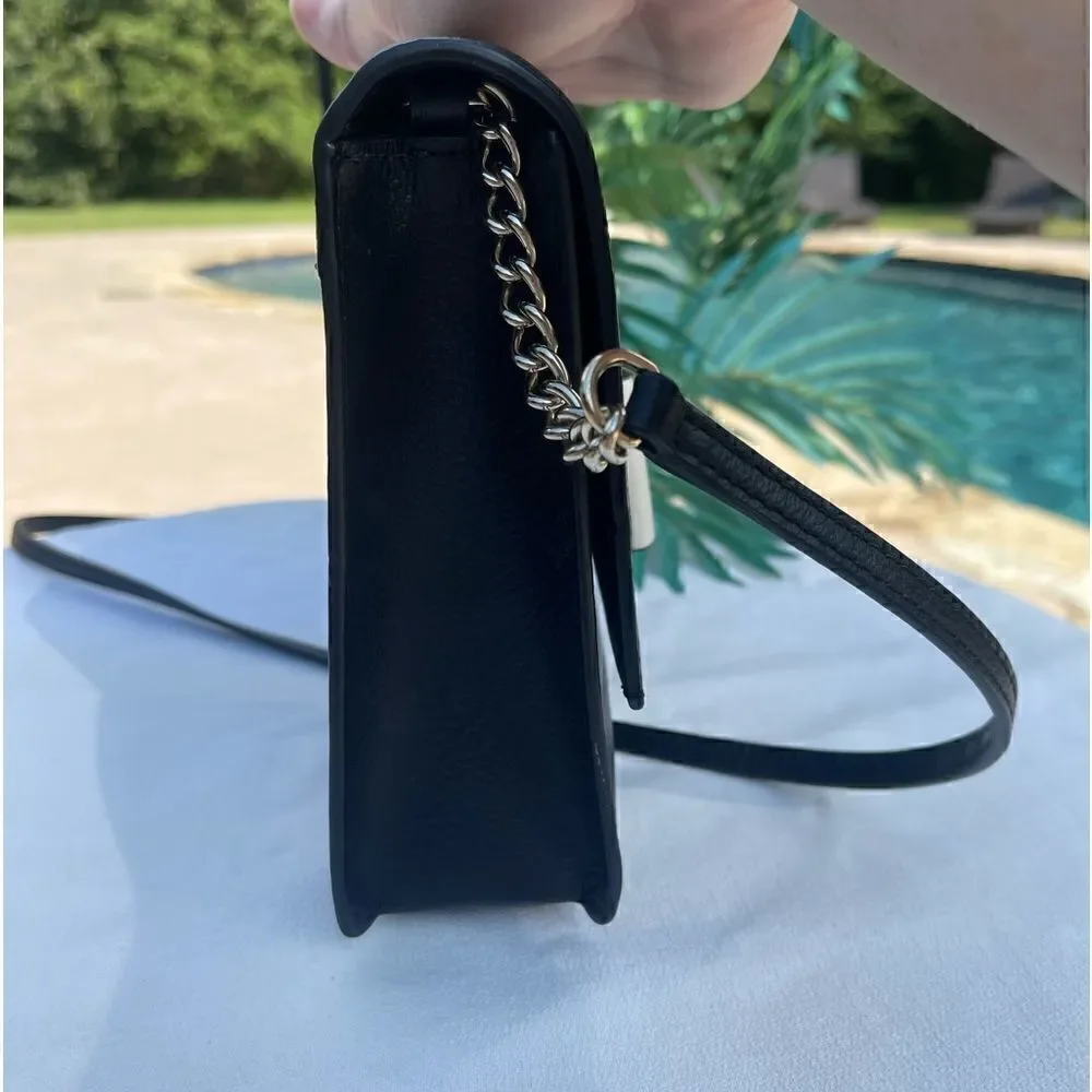 Kate Spade Kirk Park Saffiano Veronique Alek Crossbody Bow Black Beige Bow